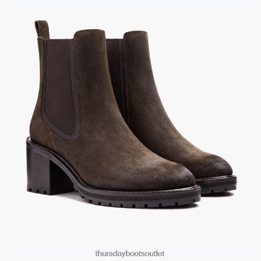 pl Thursday Boots kobiety Nokaut ciemnooliwkowy zamsz V64N62343 buty