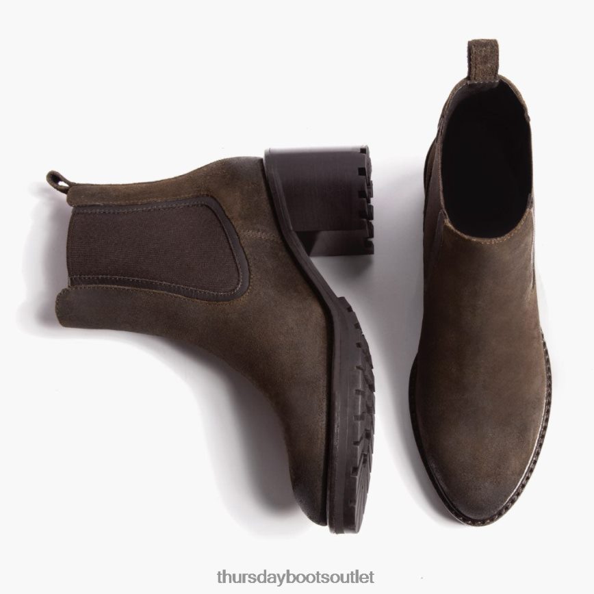 pl Thursday Boots kobiety Nokaut ciemnooliwkowy zamsz V64N62343 buty