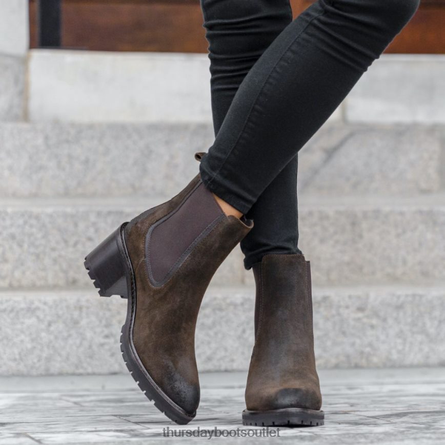 pl Thursday Boots kobiety Nokaut ciemnooliwkowy zamsz V64N62343 buty