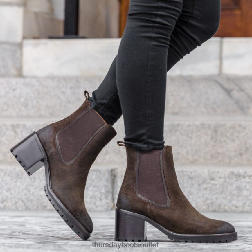 pl Thursday Boots kobiety Nokaut ciemnooliwkowy zamsz V64N62343 buty