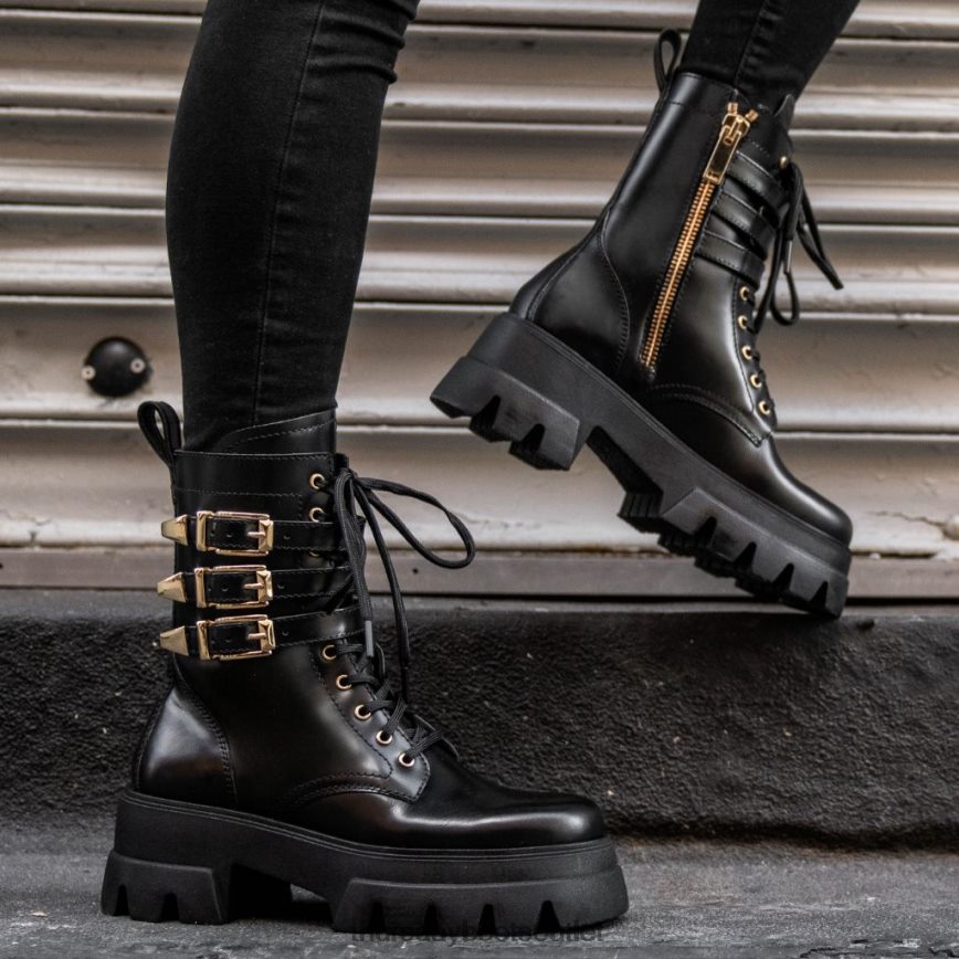 pl Thursday Boots kobiety dynastia czarne złoto V64N62413 buty