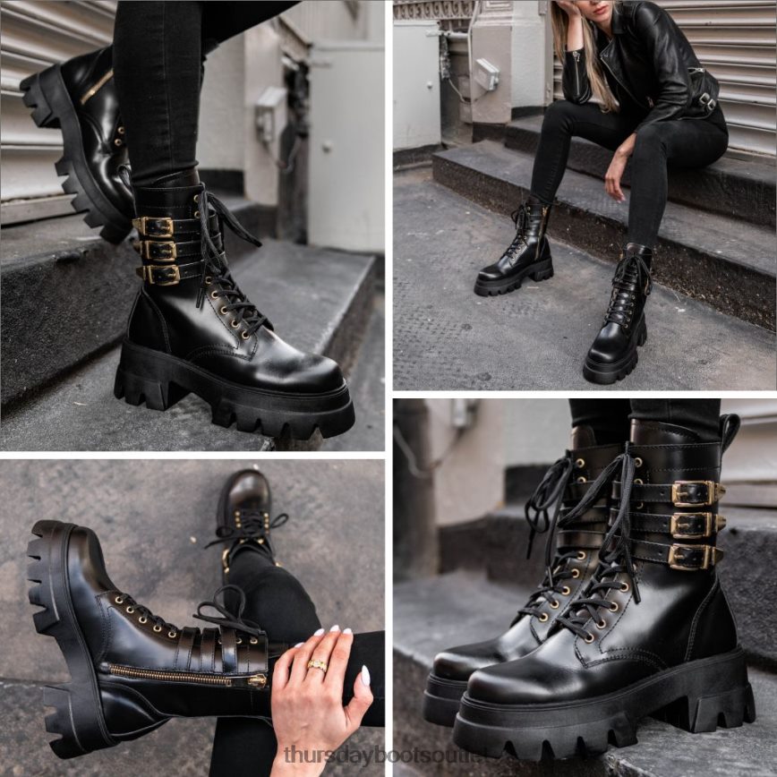 pl Thursday Boots kobiety dynastia czarne złoto V64N62413 buty
