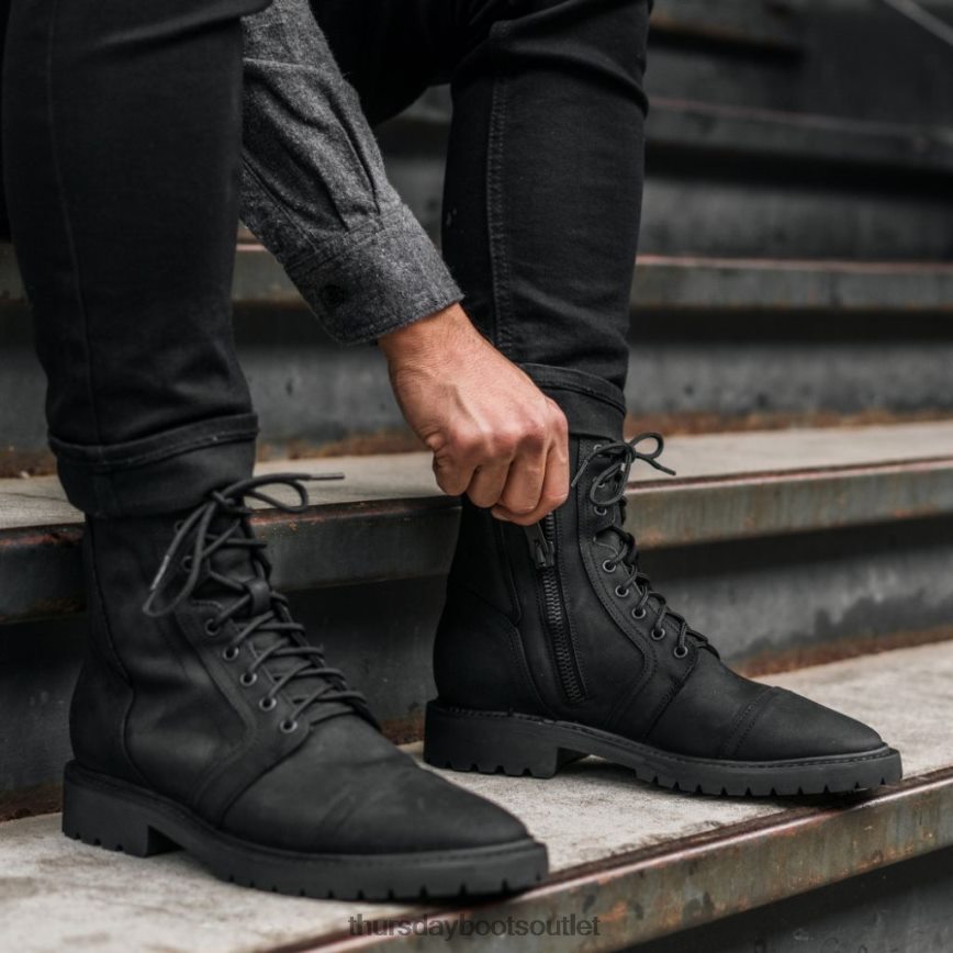 pl Thursday Boots mężczyźni casa moto czarny mat V64N6220 buty