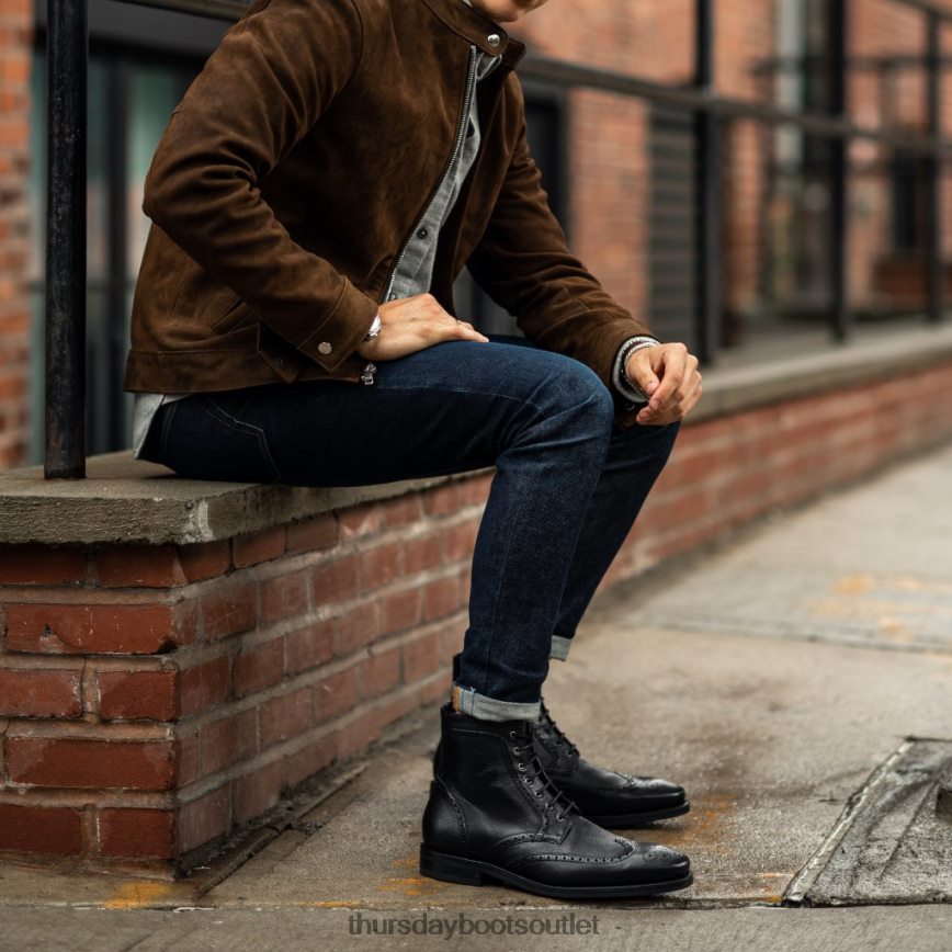 pl Thursday Boots mężczyźni końcówka skrzydła czarny V64N6240 buty