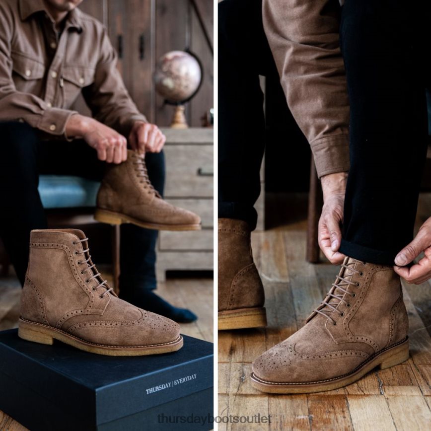 pl Thursday Boots mężczyźni końcówka skrzydła karmelowy zamsz V64N6244 buty
