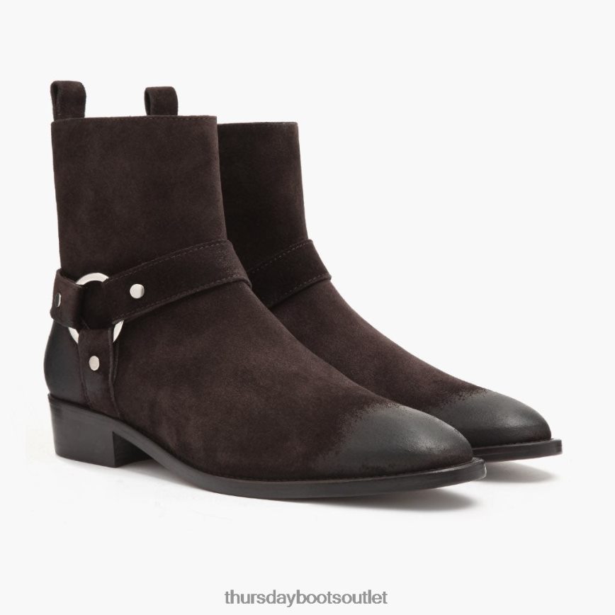 pl Thursday Boots mężczyźni uprząż ciemnobrązowy zamsz V64N6291 buty