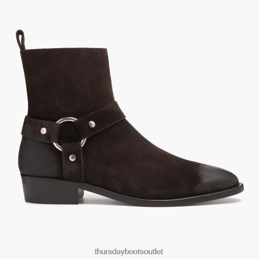 pl Thursday Boots mężczyźni uprząż ciemnobrązowy zamsz V64N6291 buty