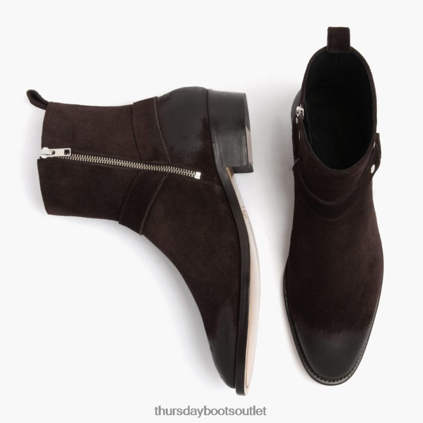 pl Thursday Boots mężczyźni uprząż ciemnobrązowy zamsz V64N6291 buty