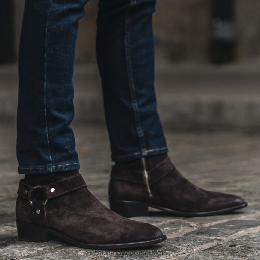 pl Thursday Boots mężczyźni uprząż ciemnobrązowy zamsz V64N6291 buty