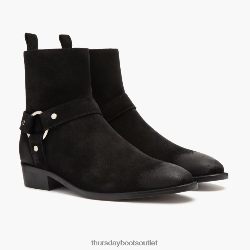 pl Thursday Boots mężczyźni uprząż czarny zamsz V64N6290 buty