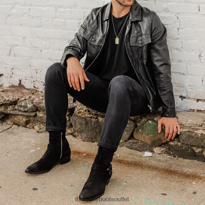 pl Thursday Boots mężczyźni uprząż czarny zamsz V64N6290 buty