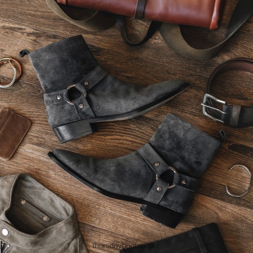 pl Thursday Boots mężczyźni uprząż szary zamsz V64N6292 buty