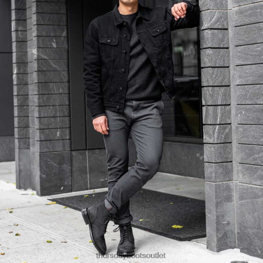 pl Thursday Boots mężczyźni jeansowa kurtka typu truckerka czarny jak smoła V64N62231 odzież