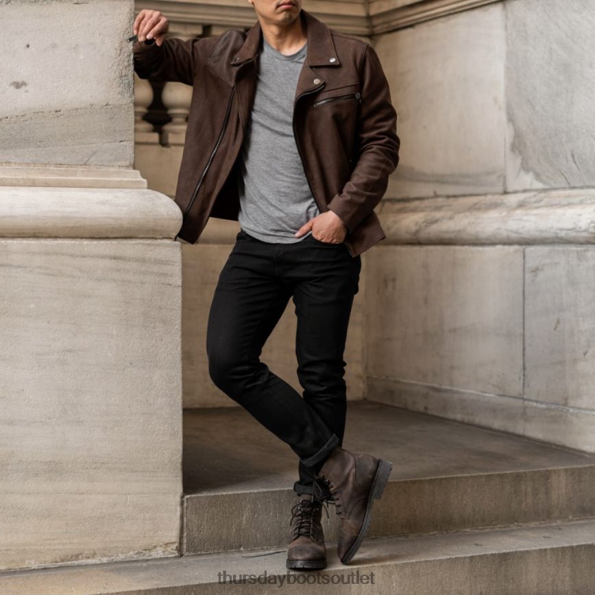 pl Thursday Boots mężczyźni kurtka motocyklowa tytoń V64N62156 odzież