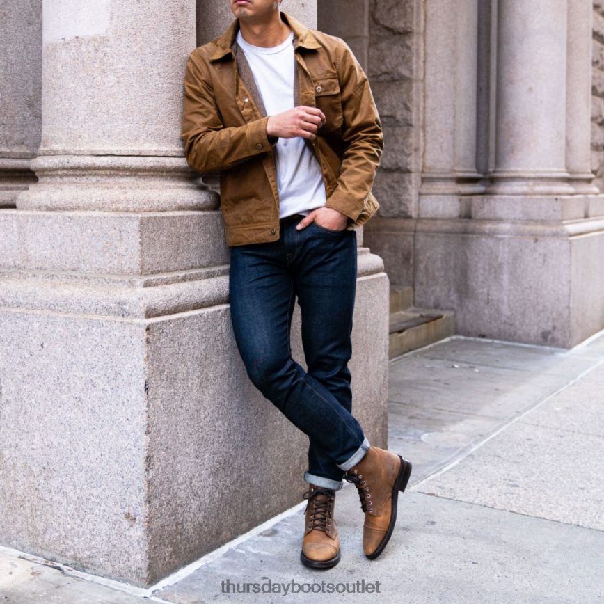 pl Thursday Boots mężczyźni kurtka polowa z woskowanego płótna khaki V64N62234 odzież